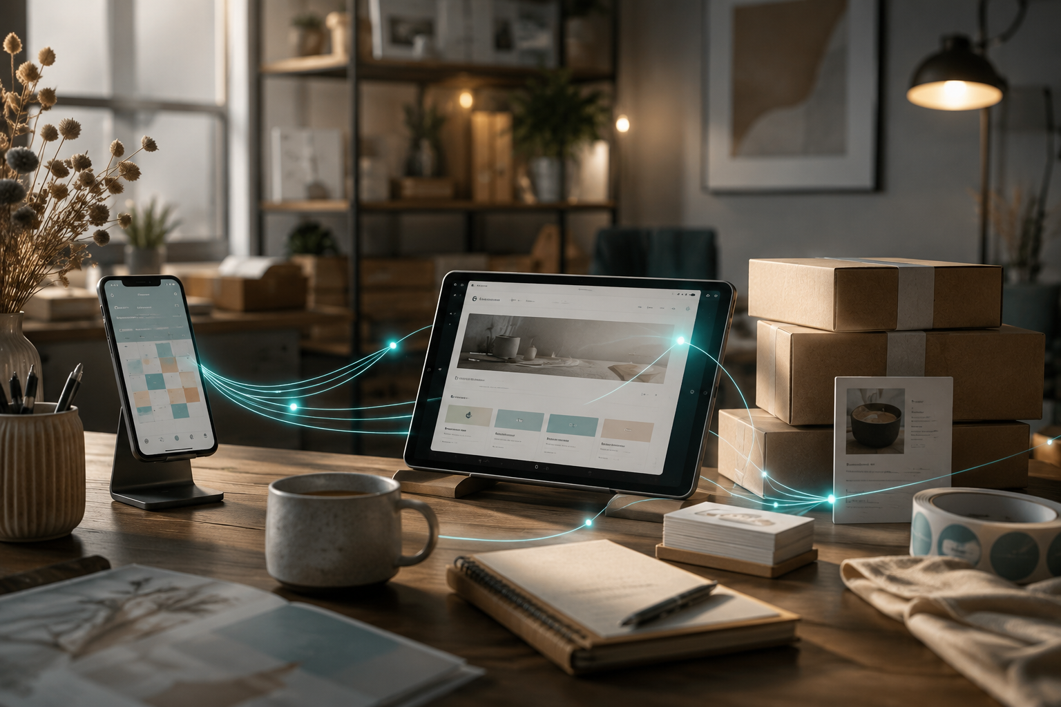 A small studio where phone, website and orders all move together