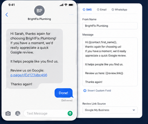 A review request text message
