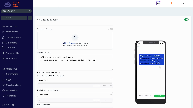 Review request by text message
